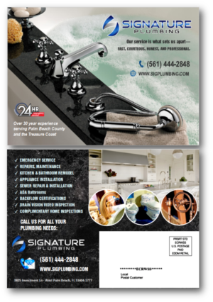 Postcard Design by citygirl17 for Signature Plumbing. Inc | Design #12378094