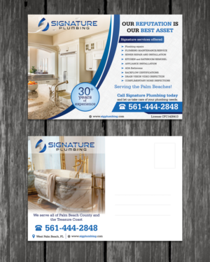 Postkarten-Design von ecorokerz für Signature Plumbing. Inc | Design: #12400256