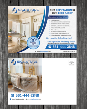 Postkarten-Design von ecorokerz für Signature Plumbing. Inc | Design: #12406900