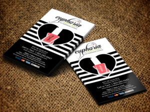 business card with logo Euphoria Nails & Spa 4047 NE Sandy Blvd Portland OR 97212 | Business Card Design by Sandaruwan