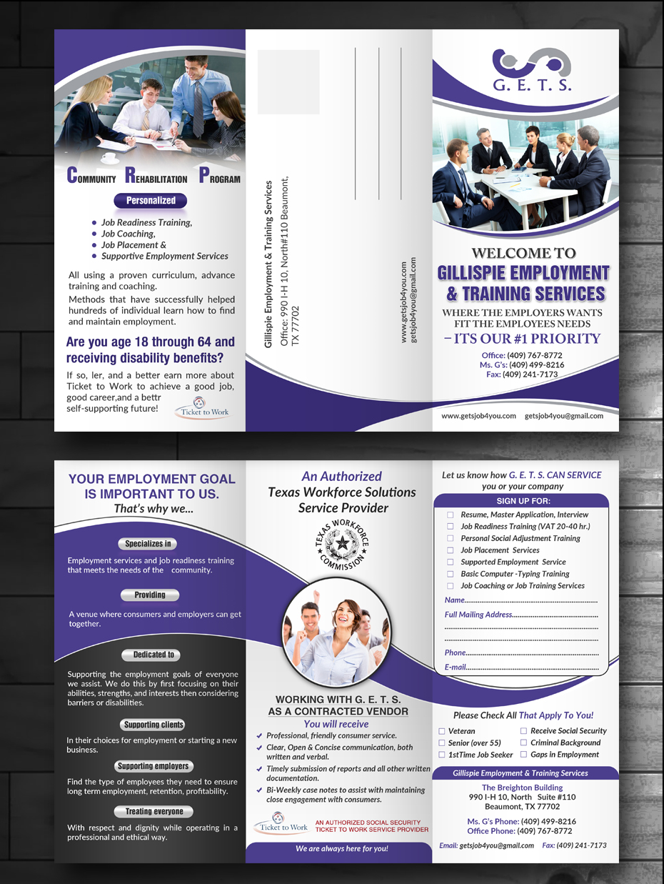 Brochure Design by innovative earth for Gillispie Employment & Training Service | Design #12651152