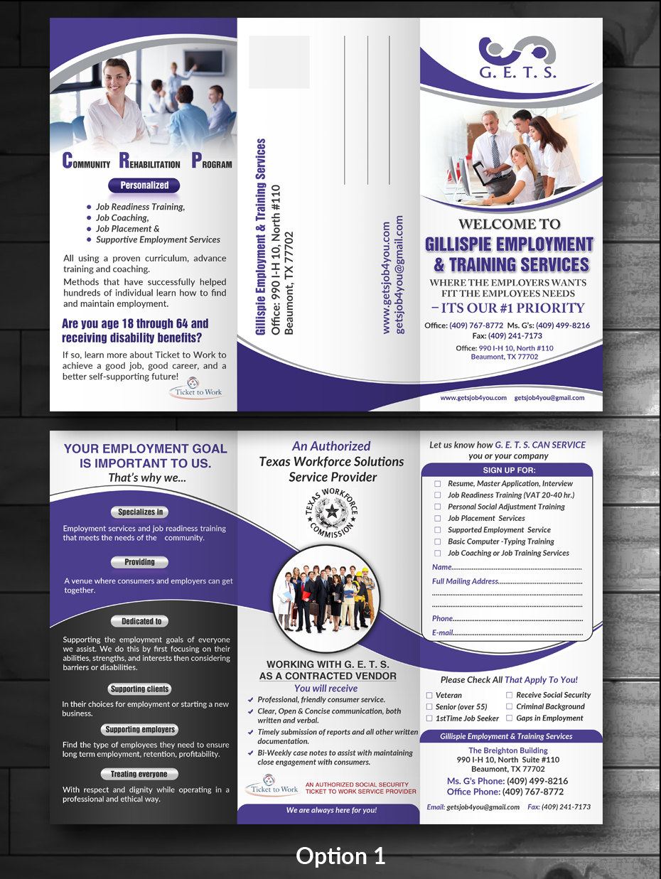 Brochure Design by innovative earth for Gillispie Employment & Training Service | Design #12674658
