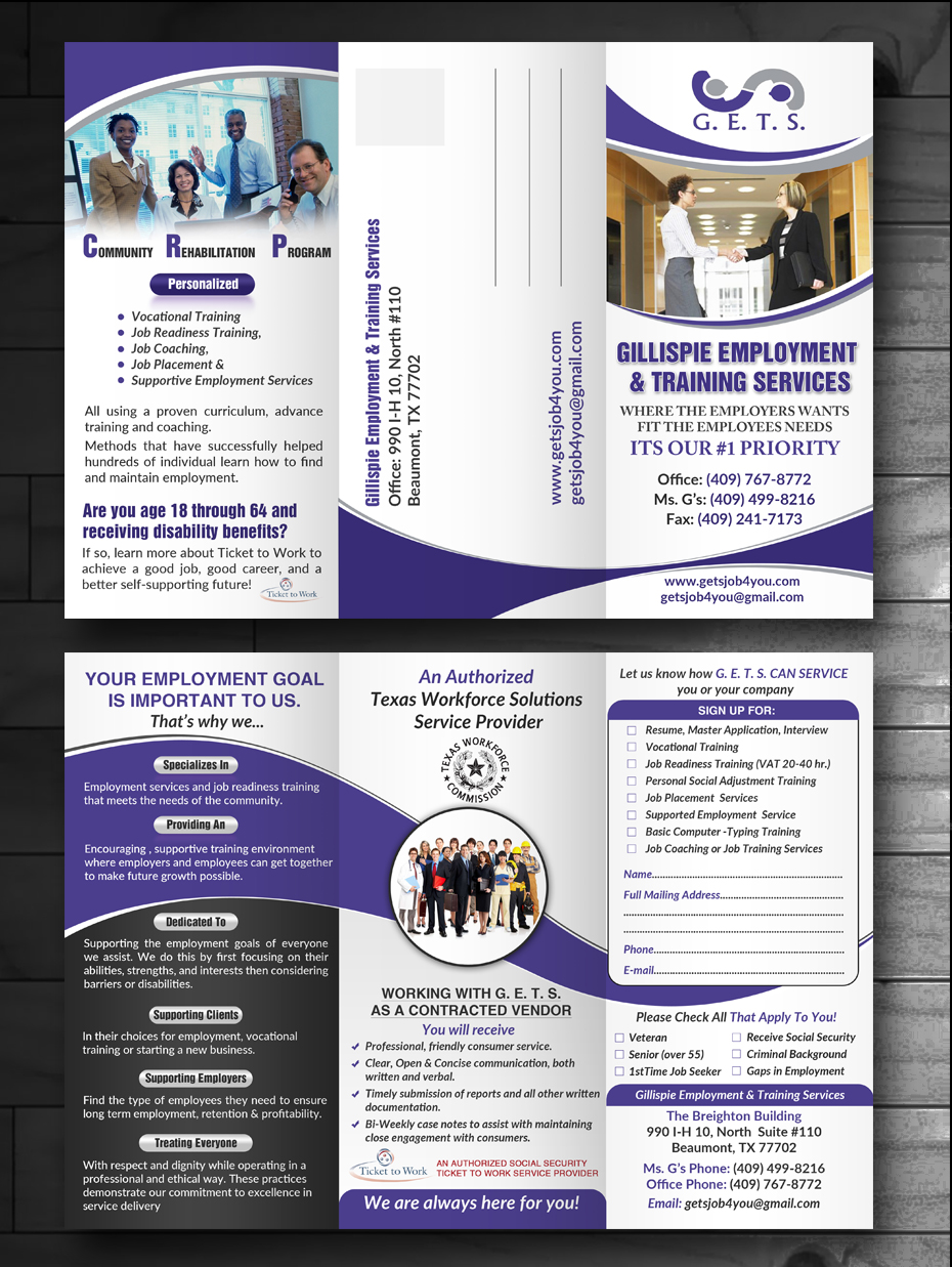 Brochure Design by innovative earth for Gillispie Employment & Training Service | Design #12770882