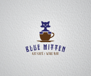Blue Mitten Cat Cafe + Wine Bar | Logo Design by eko07