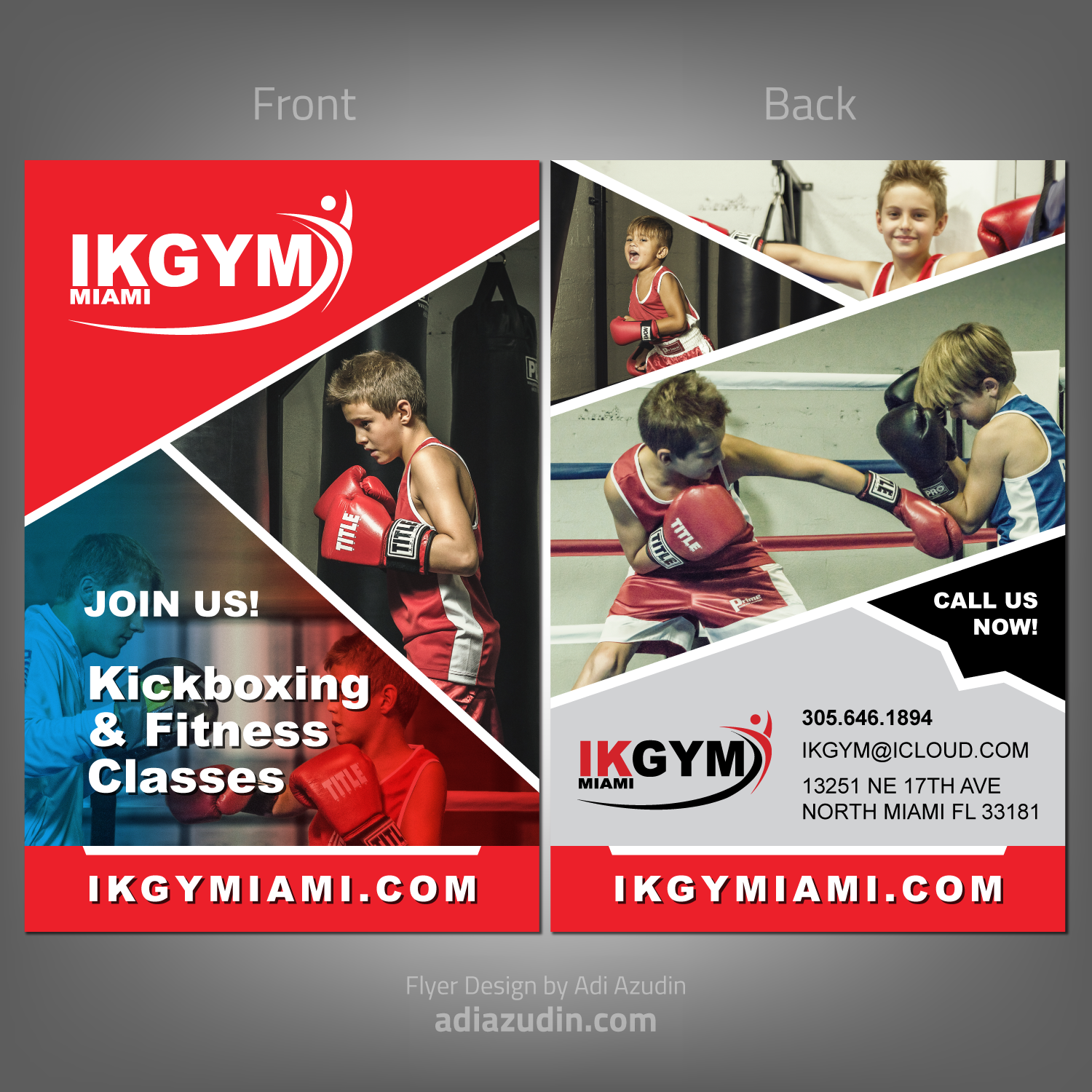 bold masculine fitness flyer design for ikgym by adiazudin kickboxing flyer