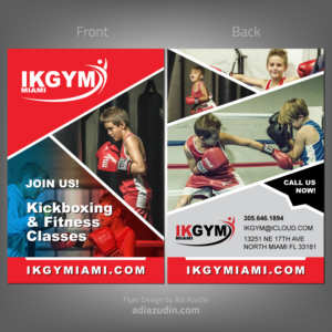 2 sided 4x6 Kickboxing/ fitness flier for kids | Diseño de Flyer por adiazudin