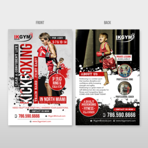 2 sided 4x6 Kickboxing/ fitness flier for kids | Flyer Design by Kishaloy_D