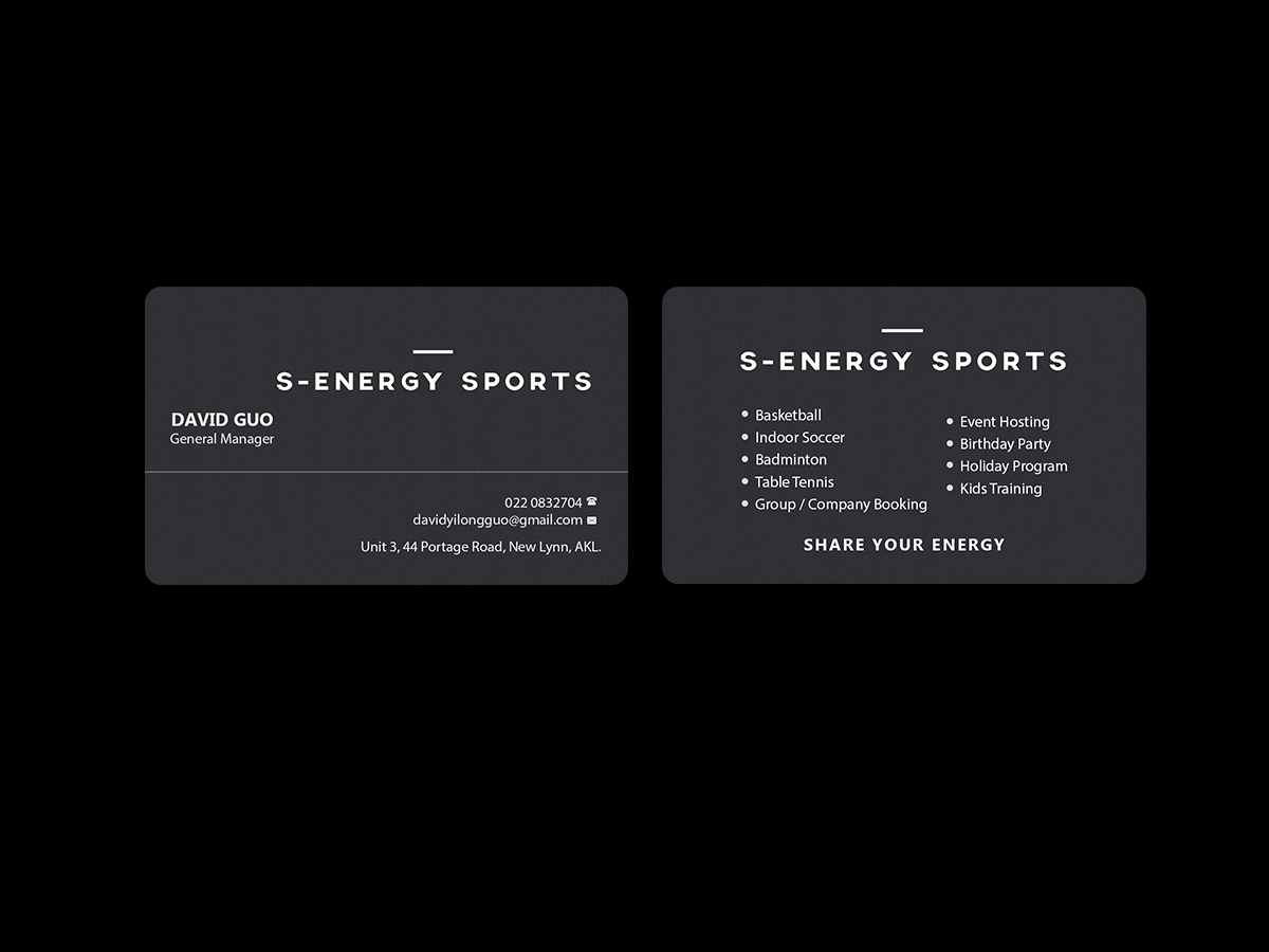 Business Card Design by Creations Box 2015 for S-energy Sports | Design #12424454
