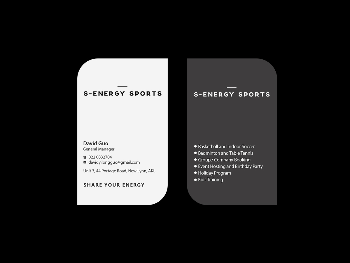 Business Card Design by Creations Box 2015 for S-energy Sports | Design #12424455