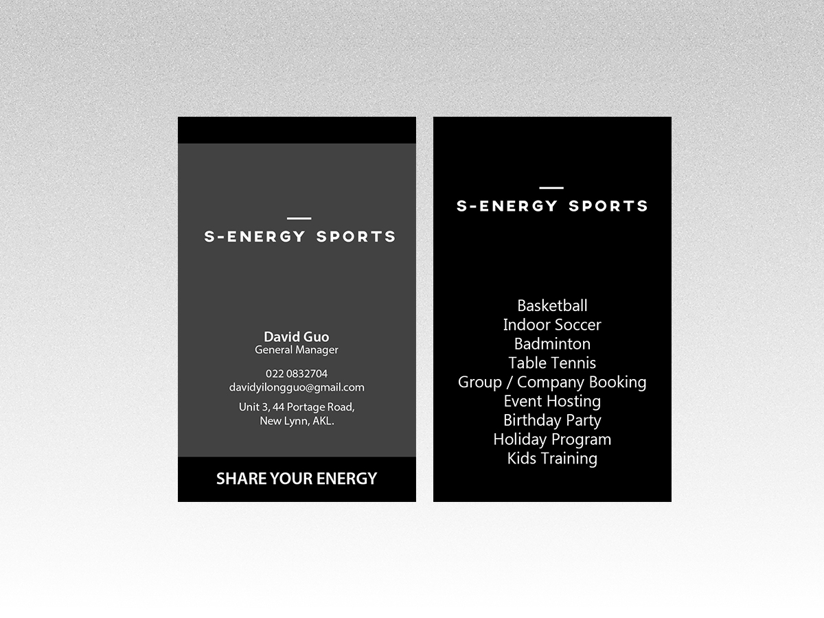 Business Card Design by Creations Box 2015 for S-energy Sports | Design #12424458