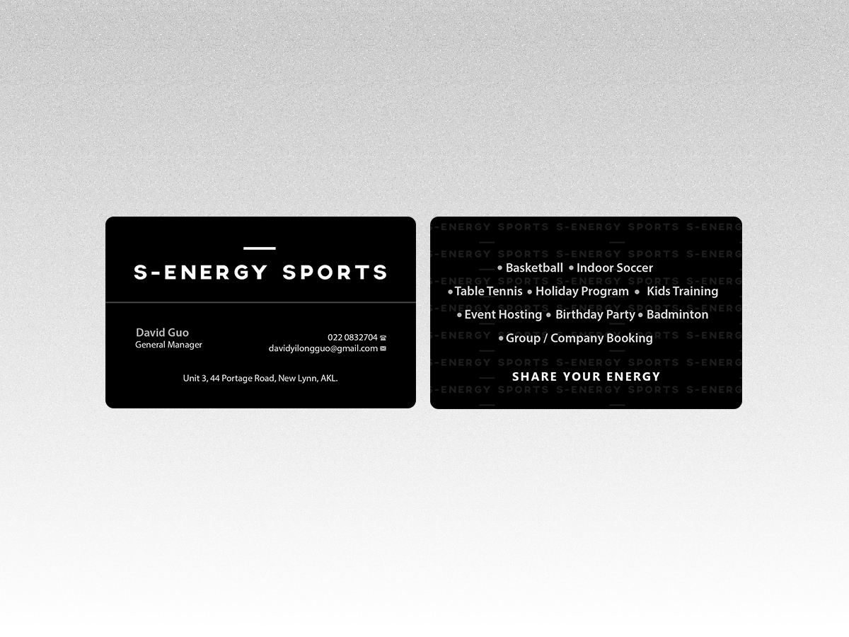 Design de Carte de Visite par Creations Box 2015 pour S-energy Sports | Design #12424462