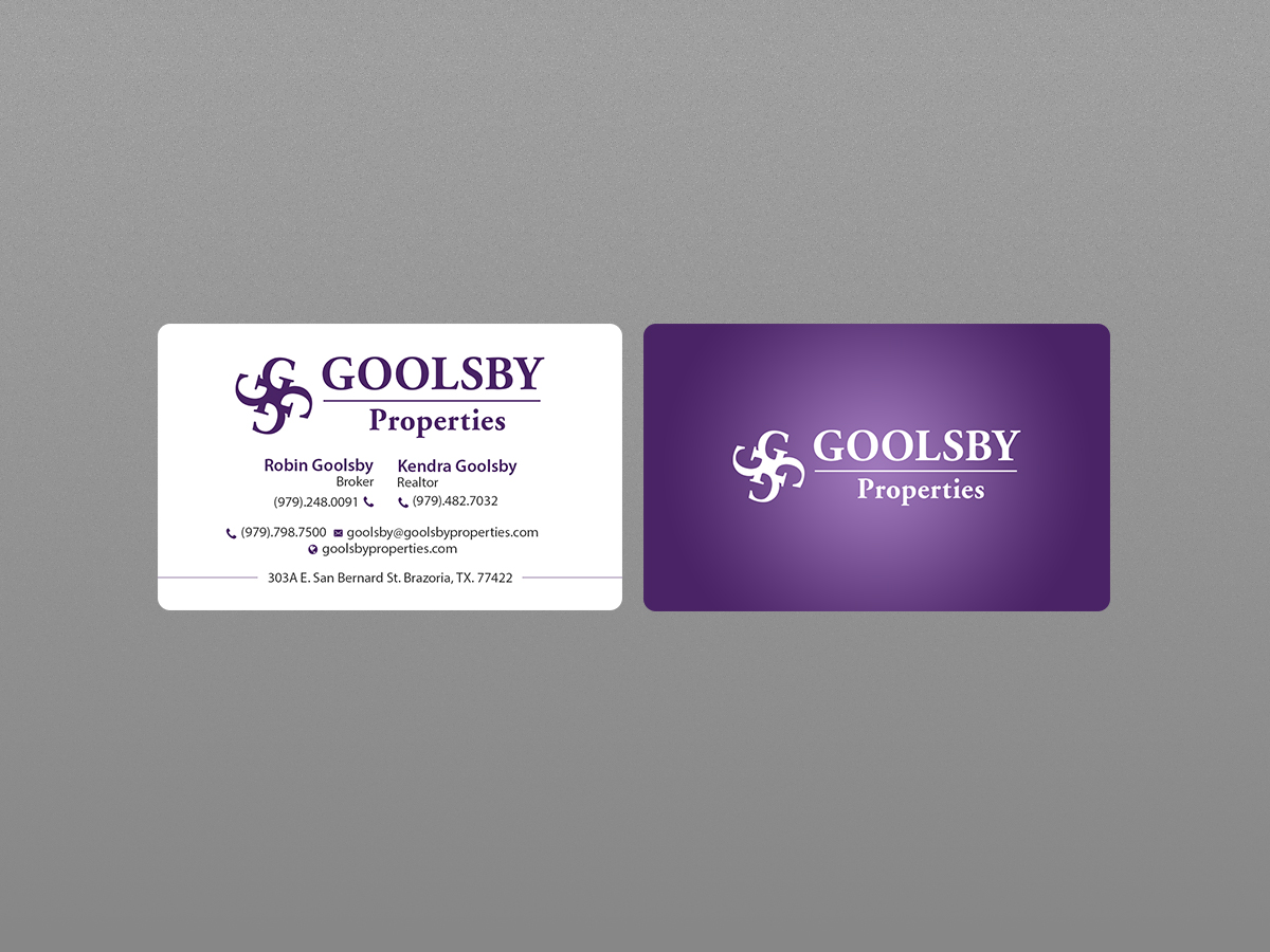 Business Card Design by Creations Box 2015 for Goolsby Properties | Design #12414252