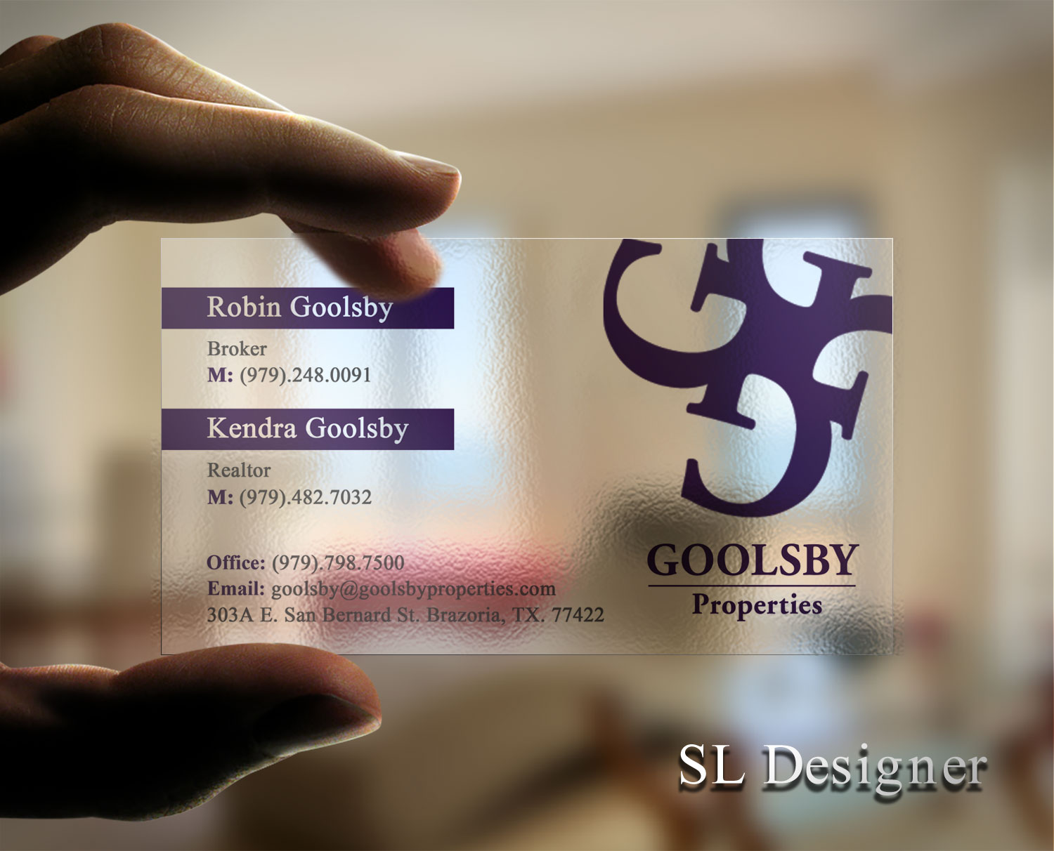 Diseño de Tarjeta de Presentación por SL Designer para Goolsby Properties | Diseño #12407768
