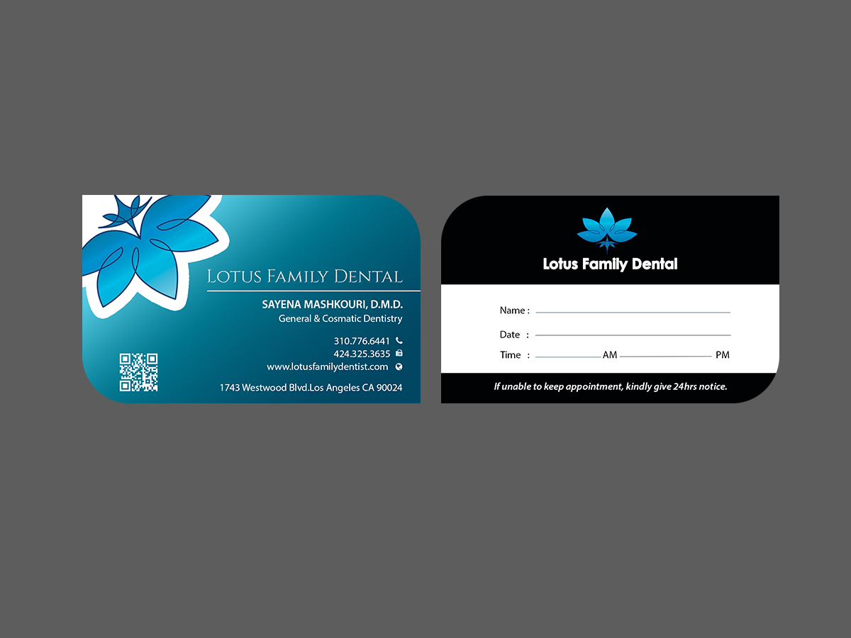 Business Card Design by Creations Box 2015 for Lotus Family Dental | Design #12447854