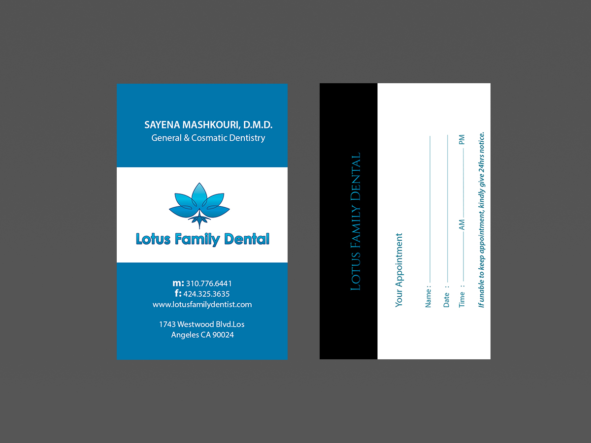 Business Card Design by Creations Box 2015 for Lotus Family Dental | Design #12447877