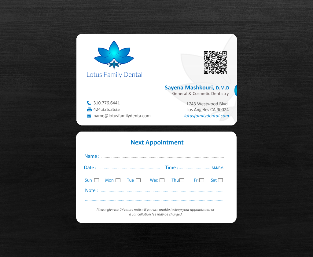 Business Card Design by chandrayaan.creative for Lotus Family Dental | Design #12440939