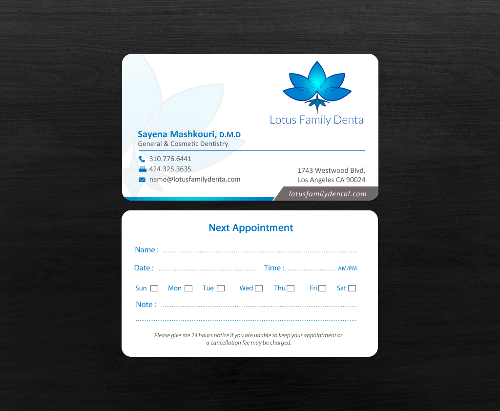 Business Card Design by chandrayaan.creative for Lotus Family Dental | Design #12440941