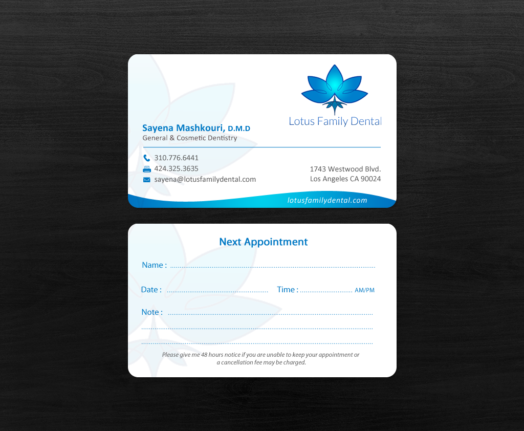 Business Card Design by chandrayaan.creative for Lotus Family Dental | Design #12466943