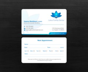 Business Card Design by chandrayaan.creative for Lotus Family Dental | Design: #12466944