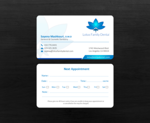 Business Card Design by chandrayaan.creative for Lotus Family Dental | Design: #12466945