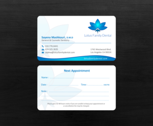 Business Card Design by chandrayaan.creative for Lotus Family Dental | Design: #12466947