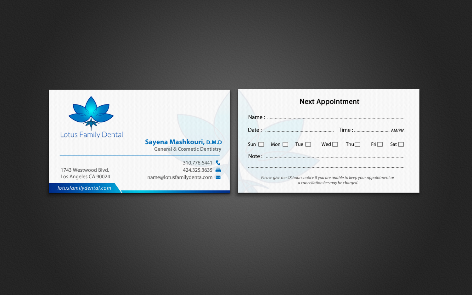 Visitenkarten-Design von chandrayaan.creative für Lotus Family Dental | Design #12495542