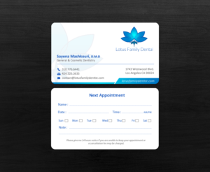 Business Card Design by chandrayaan.creative for Lotus Family Dental | Design: #12540276