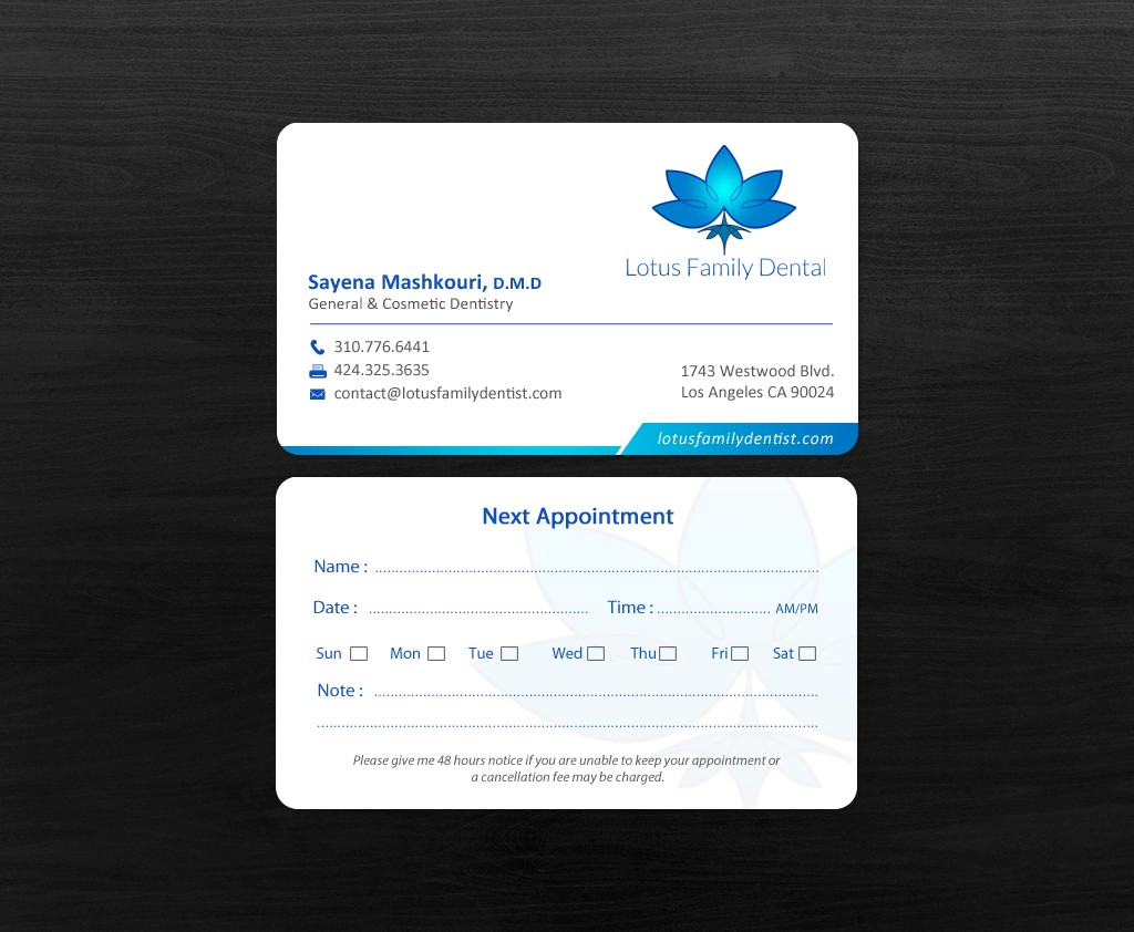 Business Card Design by chandrayaan.creative for Lotus Family Dental | Design #12597410