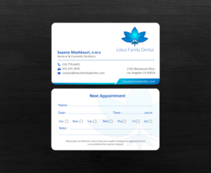 Business Card Design by chandrayaan.creative for Lotus Family Dental | Design: #12597410