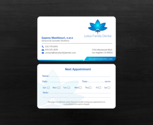 Business Card Design by chandrayaan.creative for Lotus Family Dental | Design: #12597412