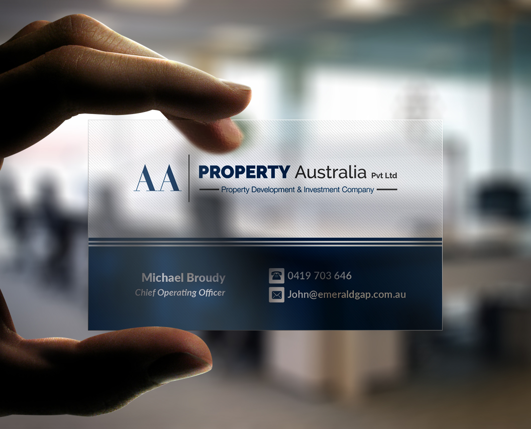 Business Card Design by Pointless Pixels India for AA Property Australia Pty Ltd | Design #12434682
