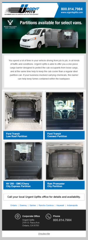 Urgent Upfits One Page Email Template