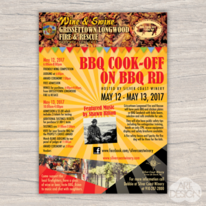 Flyer for BBQ Cook Off held at Winery in NC, where we take our BBQ Very seriously          | Diseño de Flyer por Katyas Art and Design