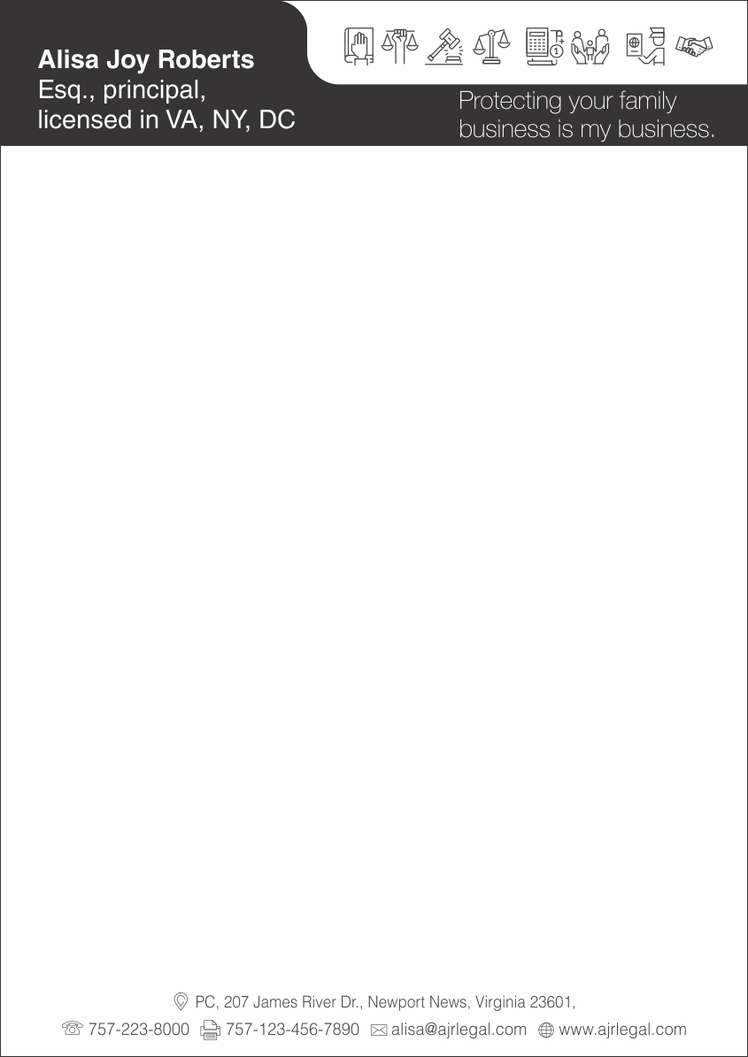 Letterhead Design by Savitra for The Law Office of Alisa Joy Roberts, PC | Design #12462622
