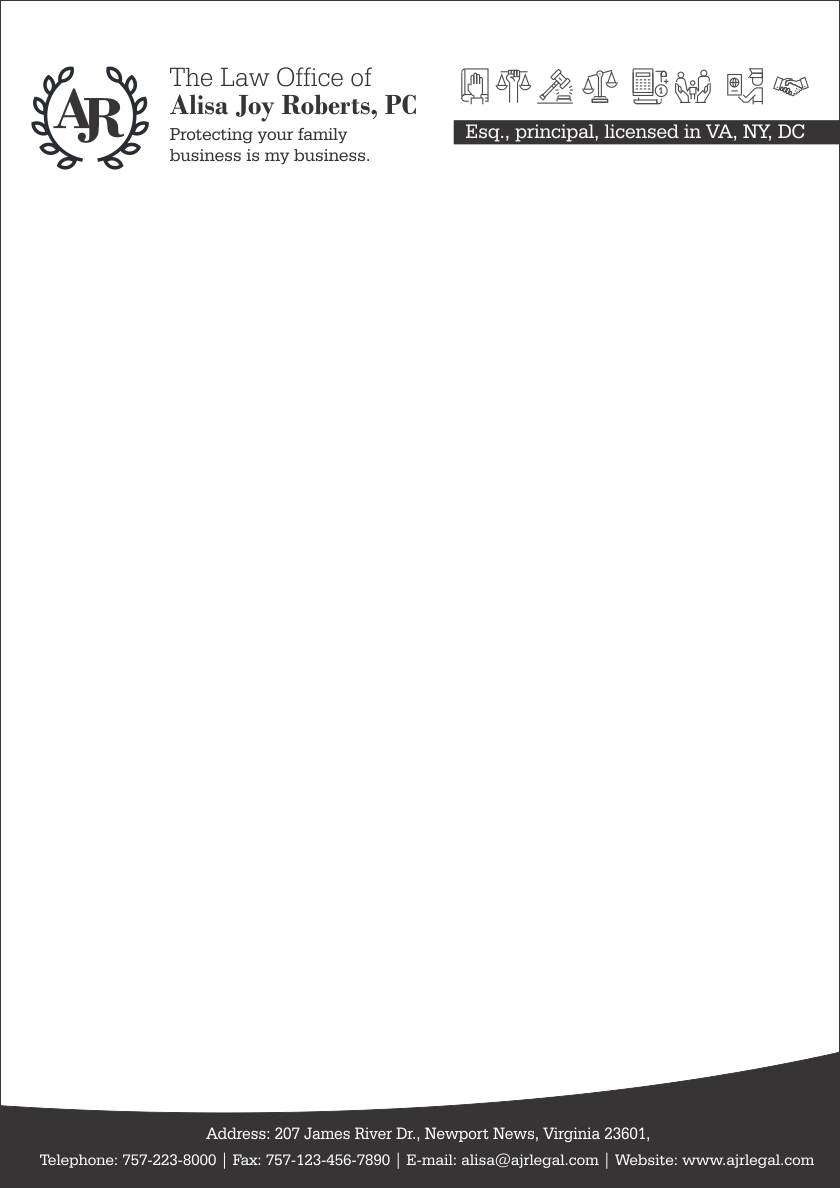 Letterhead Design by Savitra for The Law Office of Alisa Joy Roberts, PC | Design #12466067