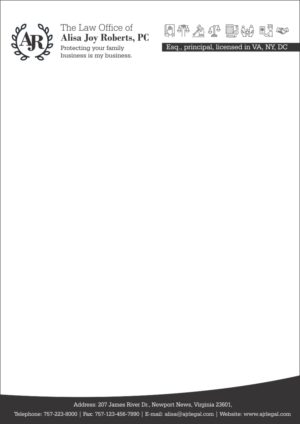 Letterhead Design by Savitra for The Law Office of Alisa Joy Roberts, PC | Design: #12466067