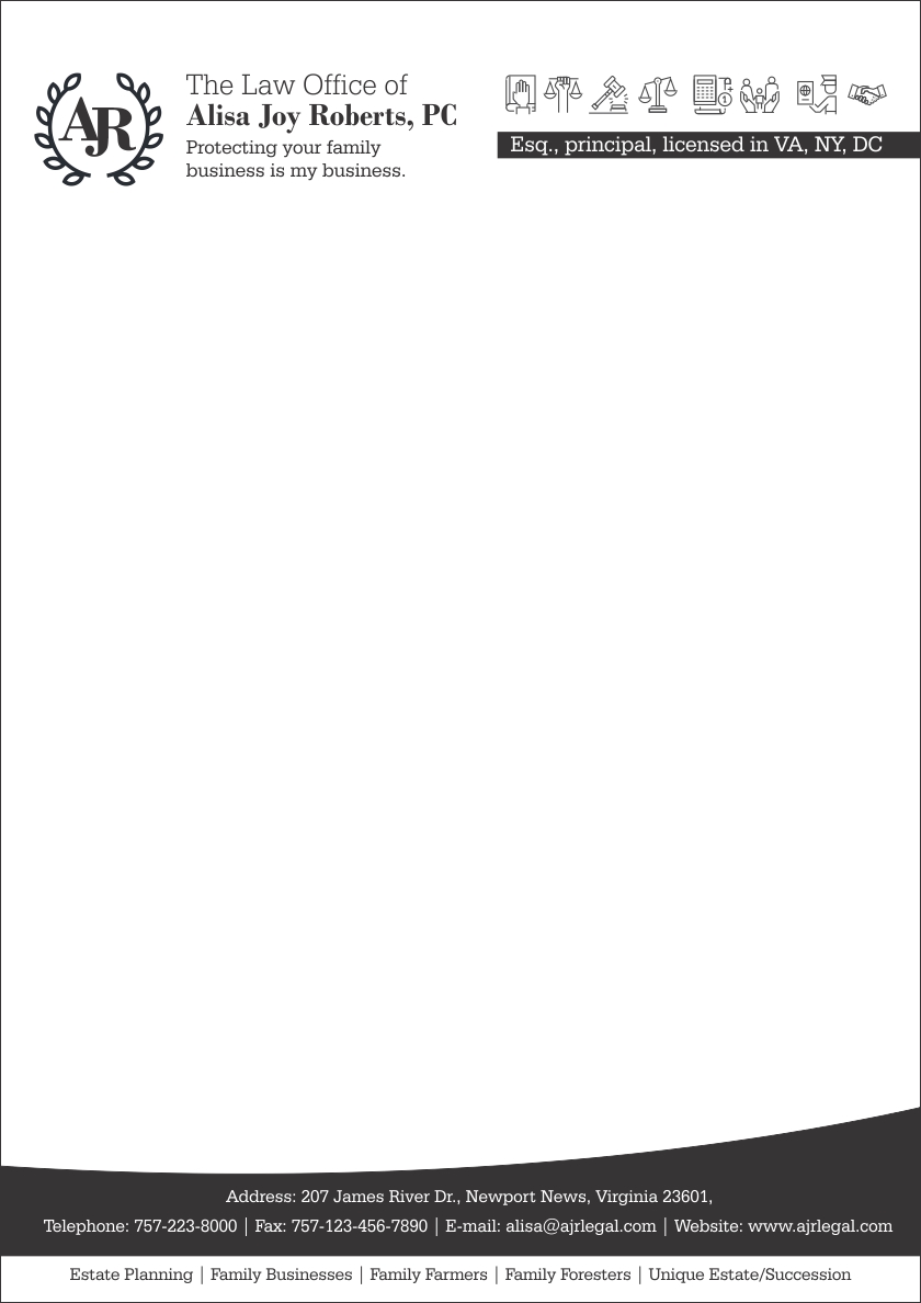 Letterhead Design by Savitra for The Law Office of Alisa Joy Roberts, PC | Design #12466089