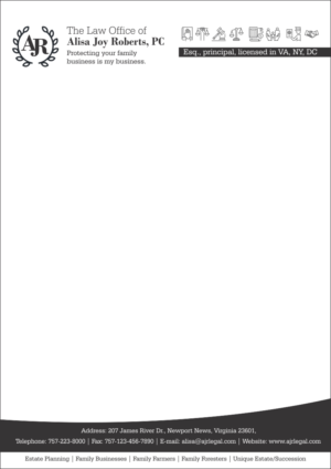 Letterhead Design by Savitra for The Law Office of Alisa Joy Roberts, PC | Design: #12466089