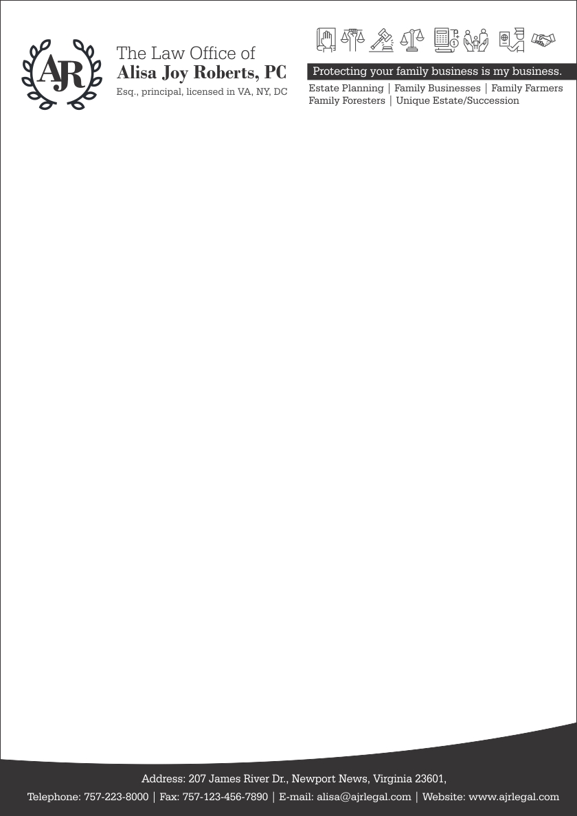 Letterhead Design by Savitra for The Law Office of Alisa Joy Roberts, PC | Design #12466093