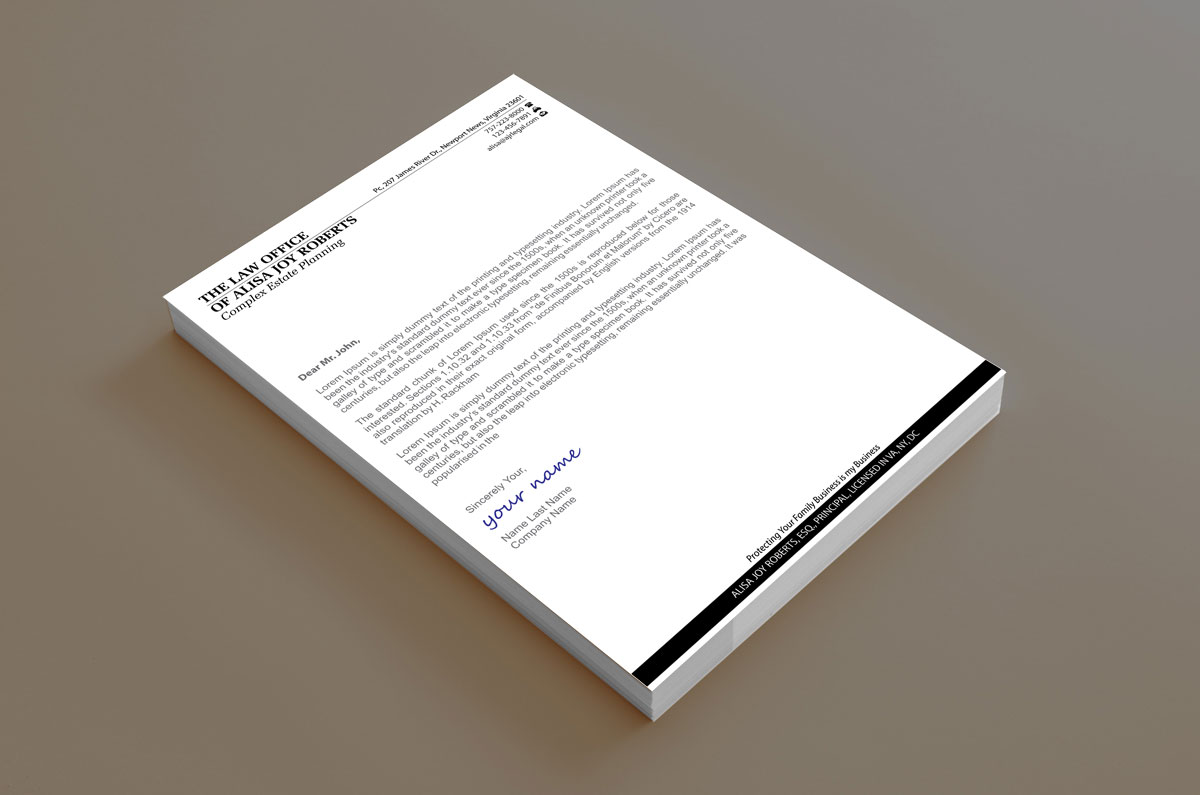 Letterhead Design by alpesh9520 for The Law Office of Alisa Joy Roberts, PC | Design #12486985