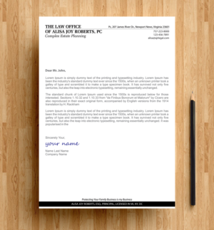 Design En-Tête par alpesh9520 pour The Law Office of Alisa Joy Roberts, PC | Design : #12492151