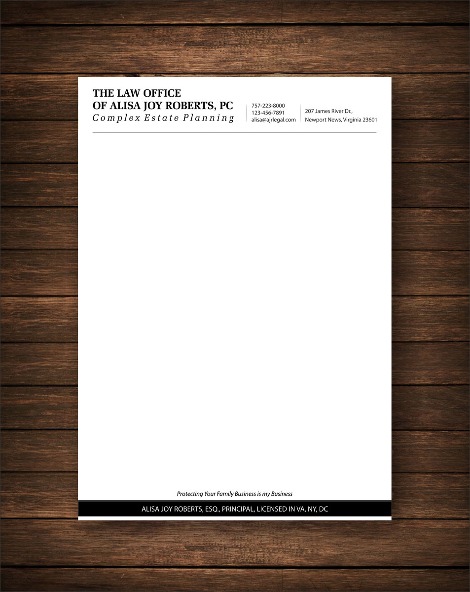 Letterhead Design by alpesh9520 for The Law Office of Alisa Joy Roberts, PC | Design #12498693