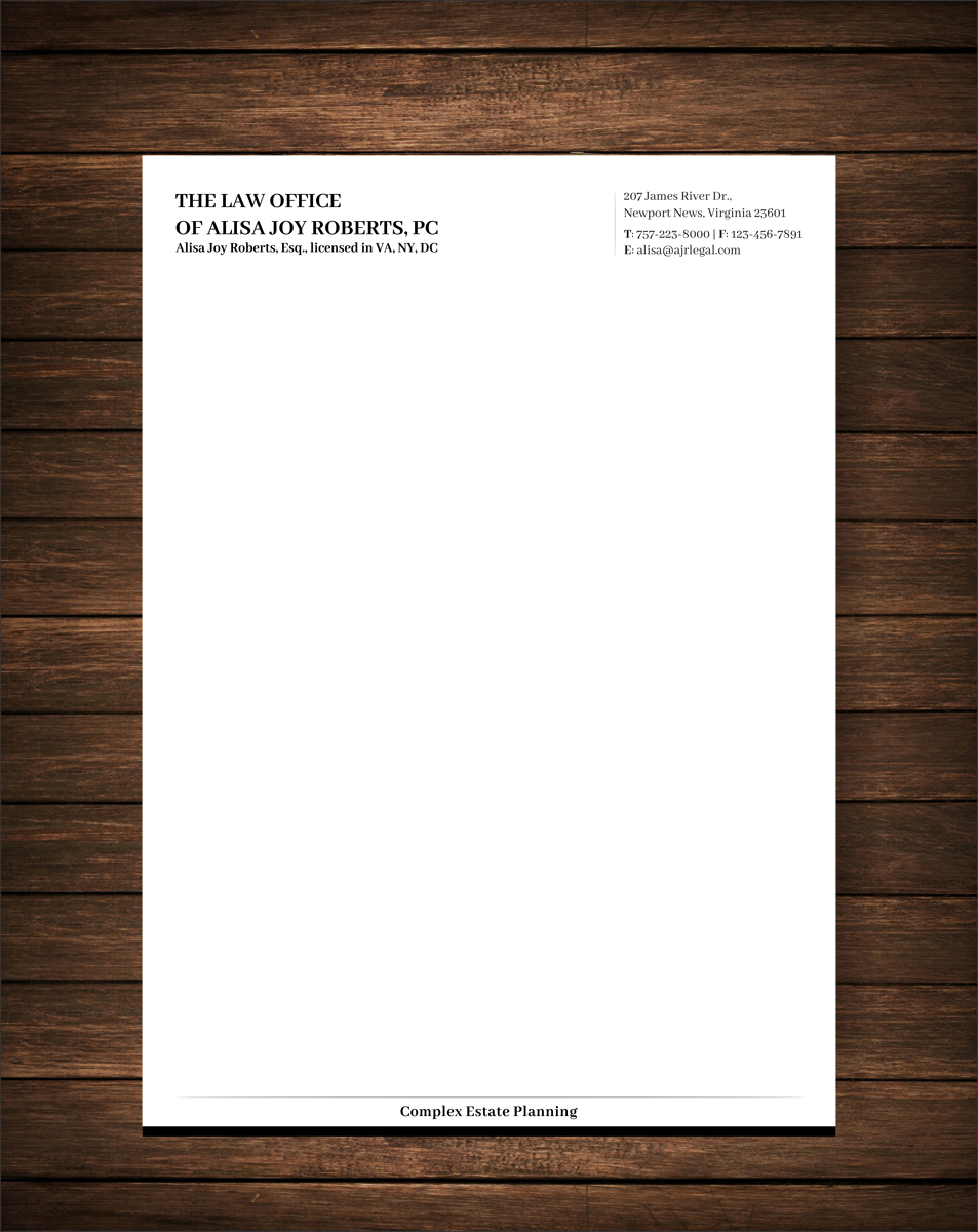 Design En-Tête par alpesh9520 pour The Law Office of Alisa Joy Roberts, PC | Design #12524582