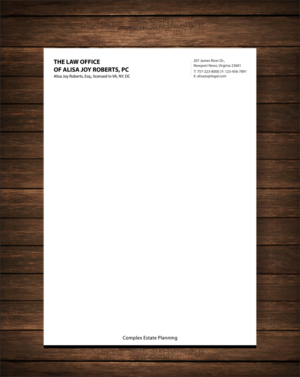 Design En-Tête par alpesh9520 pour The Law Office of Alisa Joy Roberts, PC | Design : #12524583