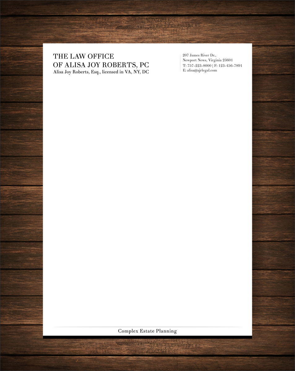 Letterhead Design by alpesh9520 for The Law Office of Alisa Joy Roberts, PC | Design #12524584