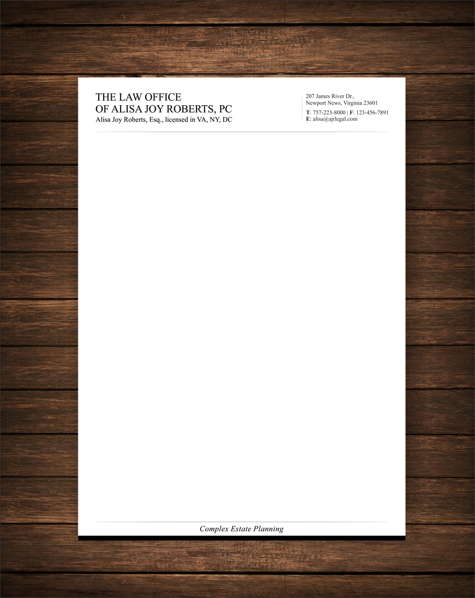 Letterhead Design by alpesh9520 for The Law Office of Alisa Joy Roberts, PC | Design #12524911