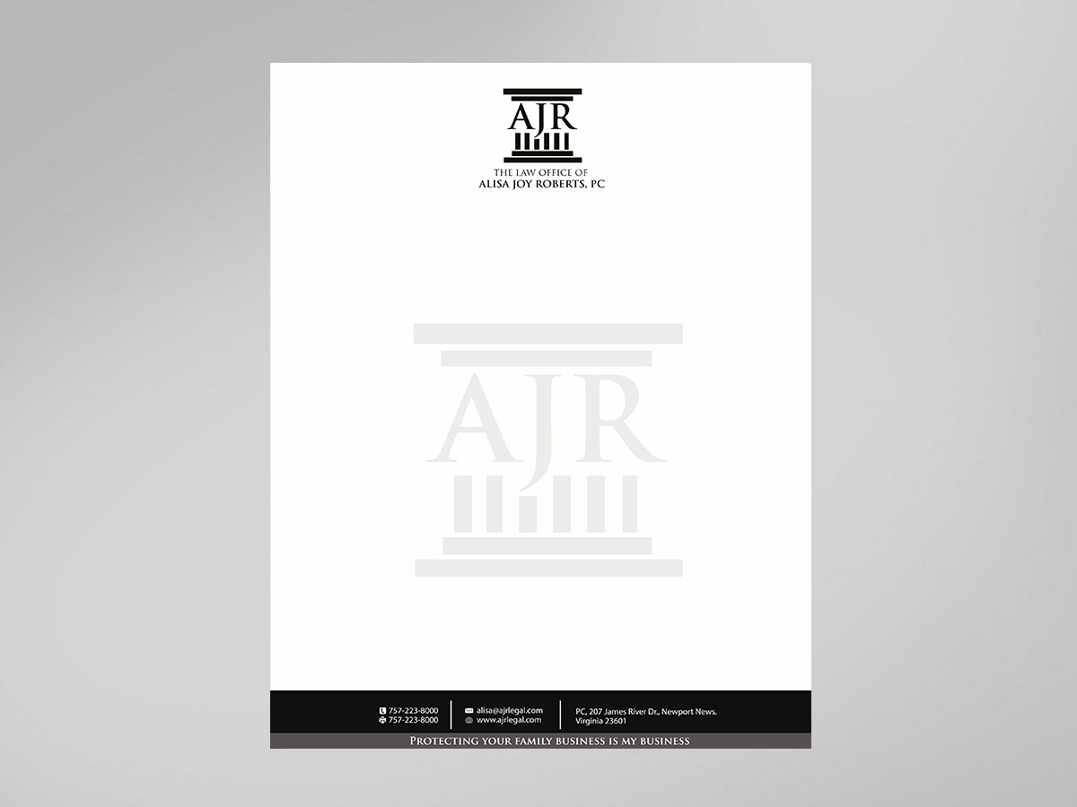 Letterhead Design by Designs 2019 for The Law Office of Alisa Joy Roberts, PC | Design #12577109
