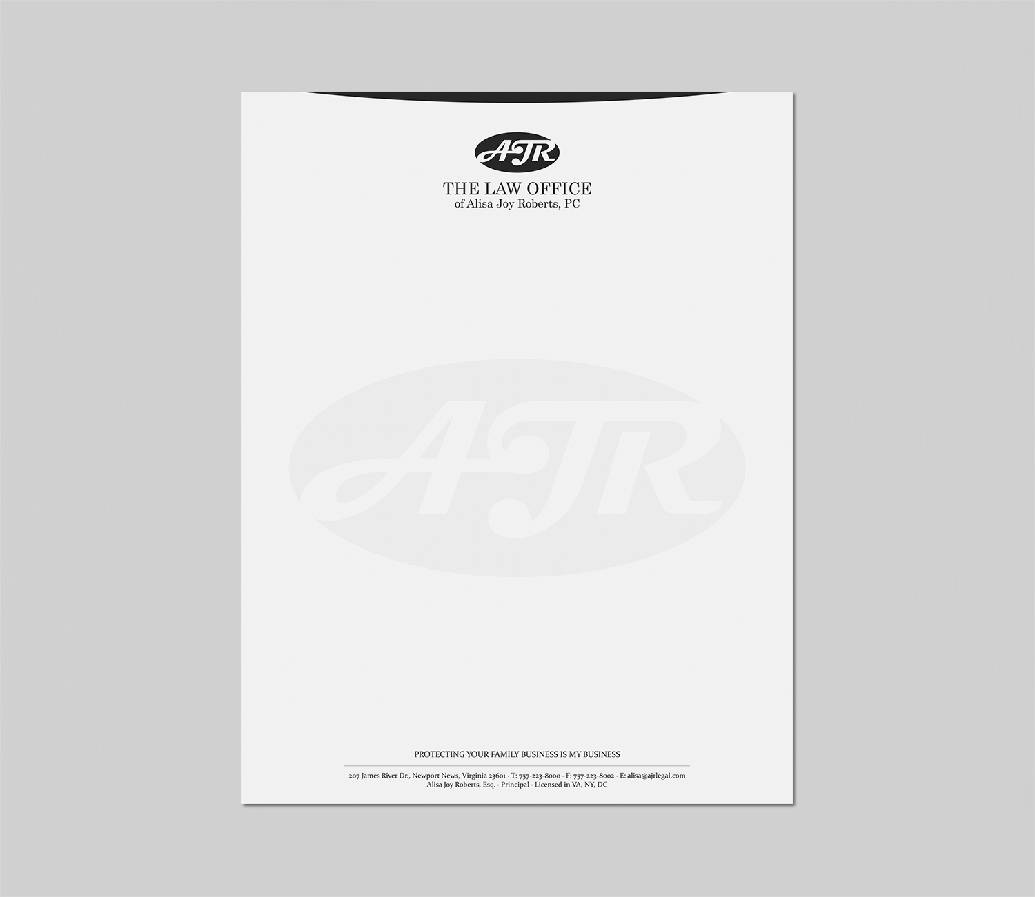 Letterhead Design by logodentity for The Law Office of Alisa Joy Roberts, PC | Design #12485729