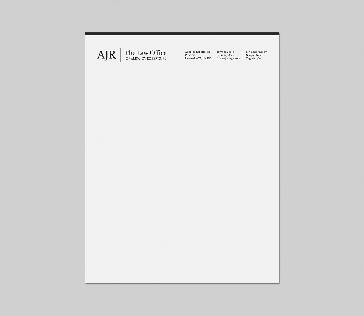 Letterhead Design by logodentity for The Law Office of Alisa Joy Roberts, PC | Design #12489930