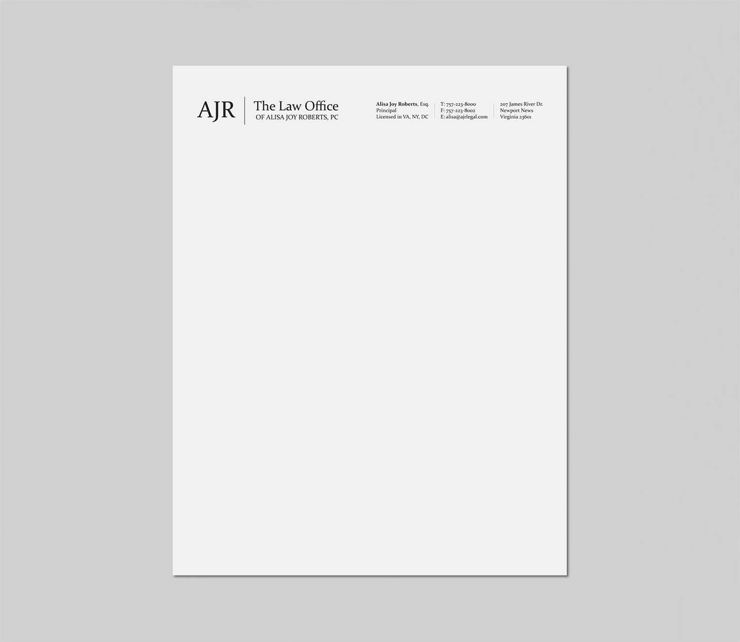 Letterhead Design by logodentity for The Law Office of Alisa Joy Roberts, PC | Design #12489931
